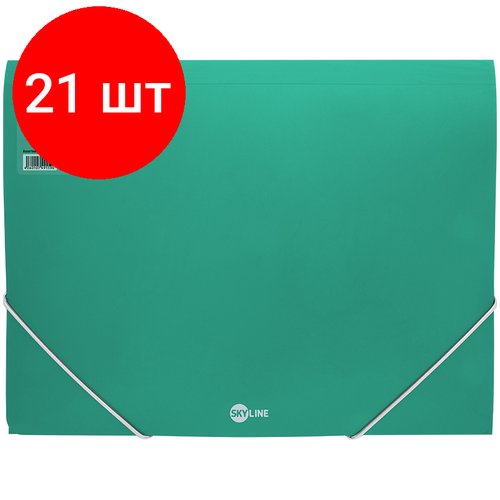 Комплект 21 шт, Папка на резинке Berlingo 'Skyline', А4, 500мкм, зеленая