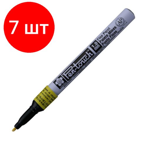 Комплект 7 штук, Маркер лаковый Sakura Pen-Touch 1 мм желтый XPMKA#3