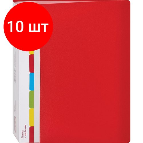 Комплект 10 штук, Папка файловая ATTACHE KT-60/07 красная