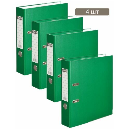 Папка-регистратор ATTACHE(ПВХ и бумага)с металлическим уголком,75мм, зеленая, карман на коришке 4 комплекта