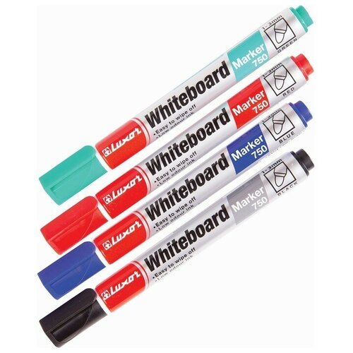 Набор маркеров для доски 4 цвета 3.0 мм Luxor 750 3380/4 WT