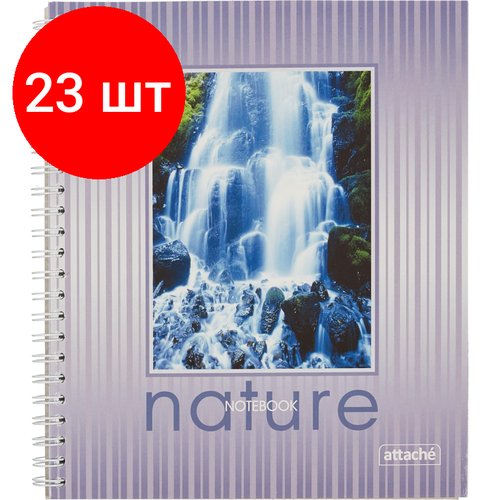 Комплект 23 штук, Тетрадь общая Attache,96л, клет, А5, мет. греб, обл. лак. карт