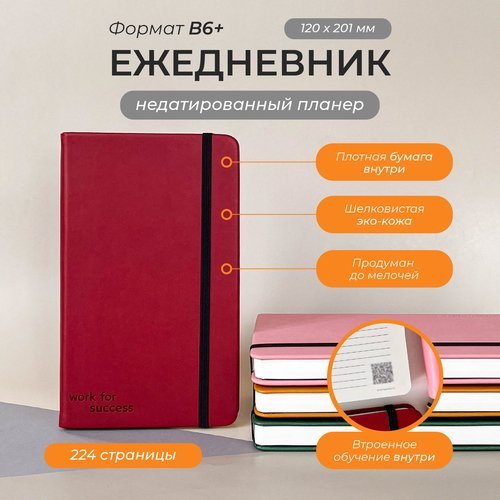 Ежедневник remarklee Aesthetic Work for success, В6+, вишневый