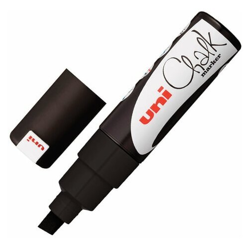 Маркер меловой UNI 'Chalk', 8 мм, черный, влагостираемый, для гладких поверхностей, PWE-8K BLACK