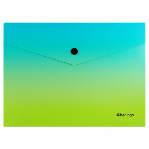 Папка-конверт на кнопке Berlingo 'Radiance', А5, 180мкм, голубой/зеленый градиент, 16 штук, 358899