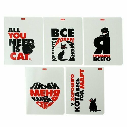Тетрадь 48 листов в клетку 'Всё что тебе нужно - это кот', обложка мелованный картон, микс (комплект из 19 шт)