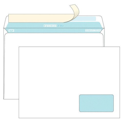 Конверт почтовый BusinessPost C4 (229×324 мм) белый отрывная силиконовая лента правое нижнее окно (250 штук в упаковке)