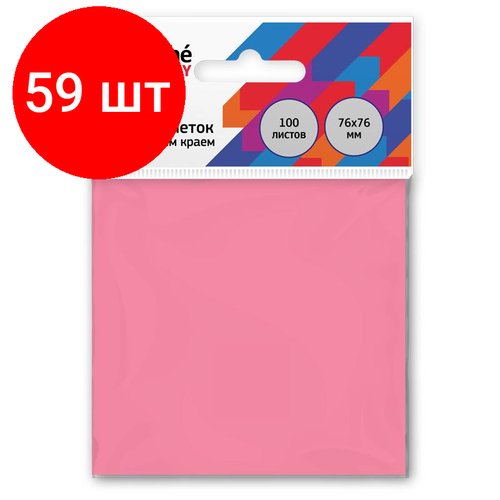 Комплект 59 штук, Стикеры Attache Economy с клеев. краем 76x76 мм 100 лист неоновый розовый