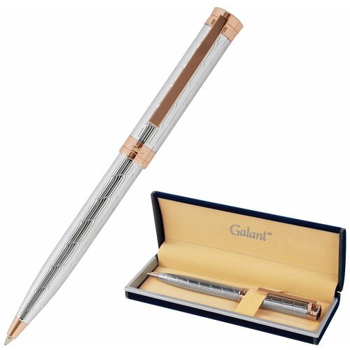 Ручка подарочная шариковая GALANT «ESQUISSE», корпус серебристый, детали розовое золото, узел 0,7 мм, синяя, 143511