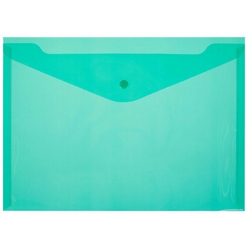 Папка-конверт, на кнопке, 180, зеленый, прозрачный, 10шт, 4 упаковки