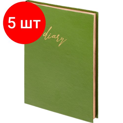 Комплект 5 штук, Ежедневник недатированный зеленый, А5, 140x200, 136 л, ATTACHE