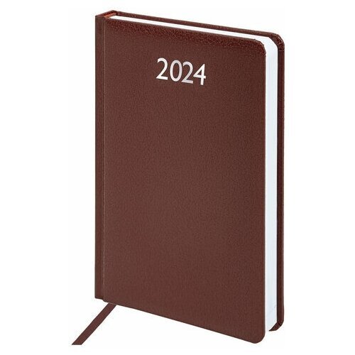 Ежедневник датированный 2024 А5 138x213 мм BRAUBERG 'Profile' балакрон коричневый, 2 шт