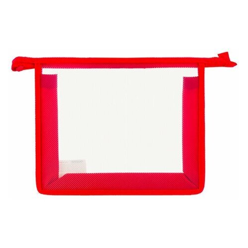 Папка для тетрадей А5 пифагор пластик молния сверху прозрачная красная, 3 шт