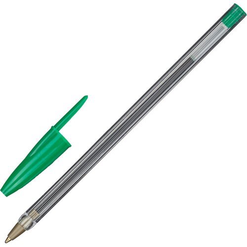 Ручка шариковая эконом, цвет чернил синий, 1 мм, зеленый корпус, 30 штук