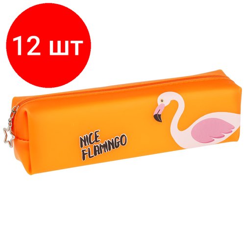 Комплект 12 шт, Пенал, 200*60*40 ArtSpace 'Flamingo', силикон