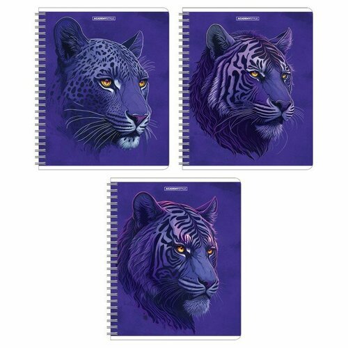 Тетрадь 60 листов в клетку на гребне 'Фиолетовые звери', обложка мелованный картон, УФ-лак, микс