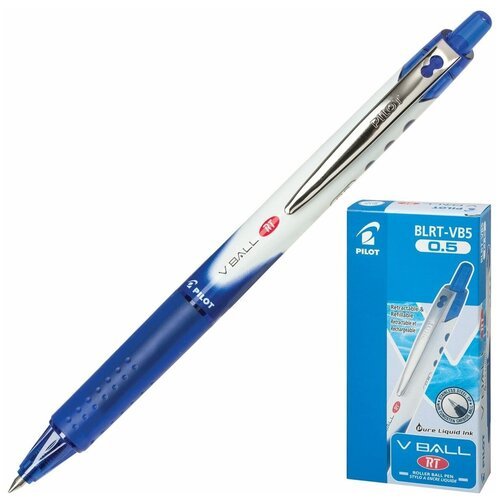 Ручка-роллер Pilot автоматическая V-Ball RT, корпус с печатью, узел 0,5 мм, линия 0,25 мм, синяя (BLRT-VB5)