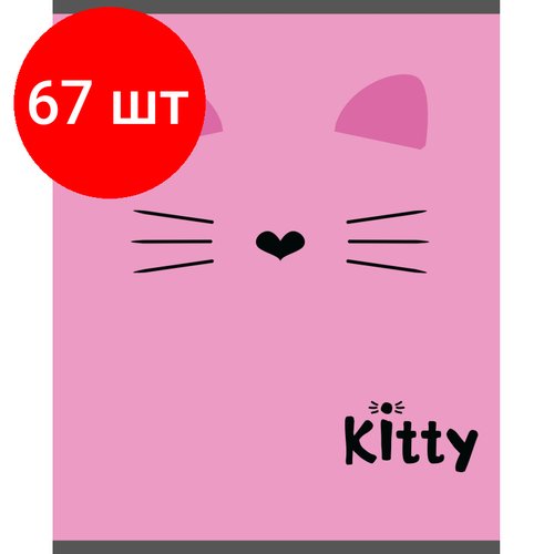 Комплект 67 штук, Тетрадь общая А5 48л №1School Kitty роз, клет, скреп, ВД-лак