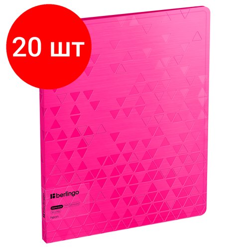 Комплект 20 шт, Папка с 20 вкладышами Berlingo 'Neon', 17мм, 1000мкм, розовый неон, с внутр. карманом