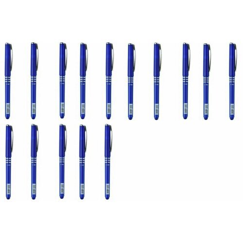 Linc Ручка шариковая Axo синий 0,7 мм, синяя резиновый грип, игольчатый наконечник, 15 шт