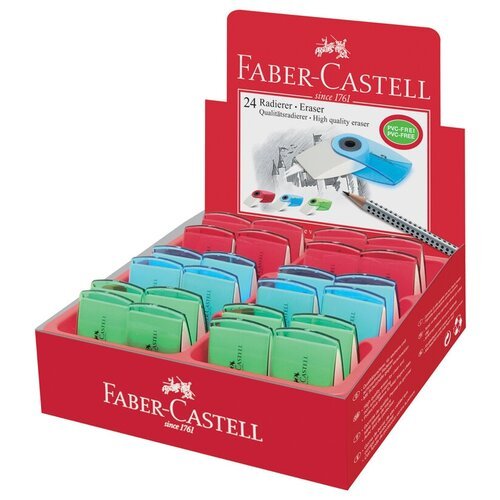 Faber-Castell Набор ластиков Sleeve mini translucent, 24 шт красный/синий/зеленый 24