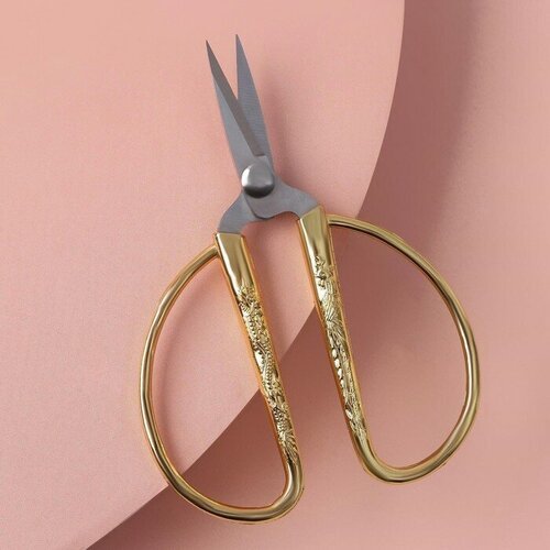 Ножницы для рукоделия, скошенное лезвие, 3,5', 8,5 см, цвет золотой