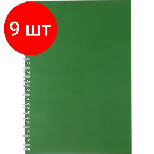 Комплект 9 штук, Бизнес-тетрадь А4 80л ATTACHE, спираль, т.-зеленый, блок 60г, обложка 215г