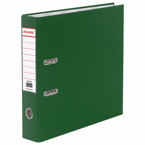 Папка-регистратор BRAUBERG с покрытием из ПВХ, 70 мм, зеленая (удвоенный срок службы), 221818 упаковка 4 шт.