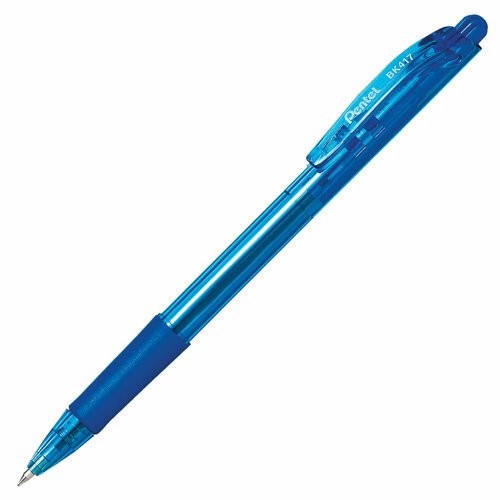 Ручка шариковая масляная автоматическая с грипом PENTEL (Япония) 'Fine Line', синяя, линия письма 0,27 мм, BK417-CN упаковка 24 шт.