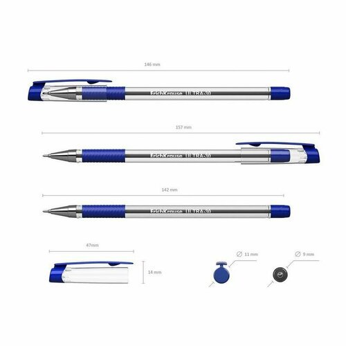 Ручка шариковая неавтоматическая Erich Krause Ultra-30 синяя толщина линии 0.26 мм, 1442240