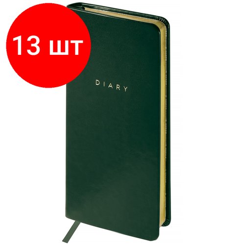 Комплект 13 шт, Еженедельник недатированный, карманный, 64л, кожзам, OfficeSpace 'Windsor', зеленый, зол. срез