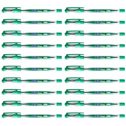 Linc Ручка шариковая Glycer, зеленая, 0,7 мм, круглый корпус, резиновый грип, цвет корпуса зеленый, 20 шт.