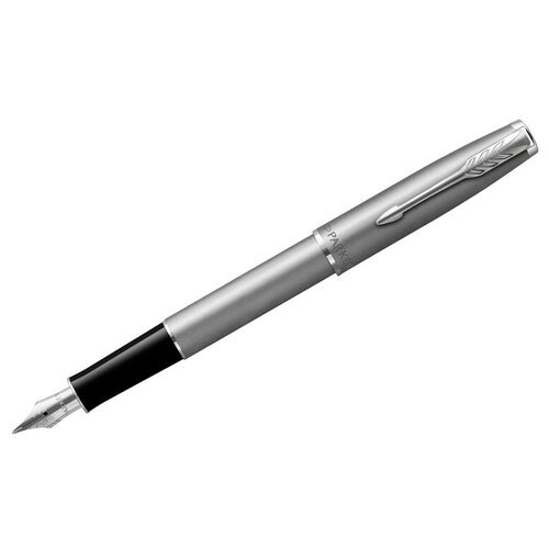 Ручки перьевые подарочные Ручка перьевая Parker 'Sonnet Sand Blasted Stainless Steel' черная, 0,8мм, подар. уп.