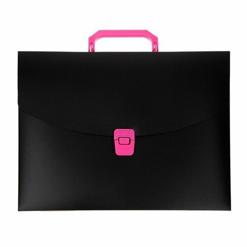 Папка портфель А4, 700 мкм, 1 отделение, Calligrata, черный с розовыми элементами отделки (комплект из 7 шт)