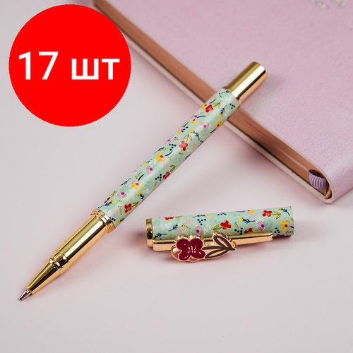Комплект 17 шт, Ручка шариковая MESHU 'Bloom' синяя, 1.0мм