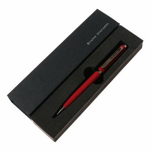 Ручка шариковая поворотная, 1.0 мм, FIRENZE, стержень синий, металлический корпус Soft Touch красный, в футляре
