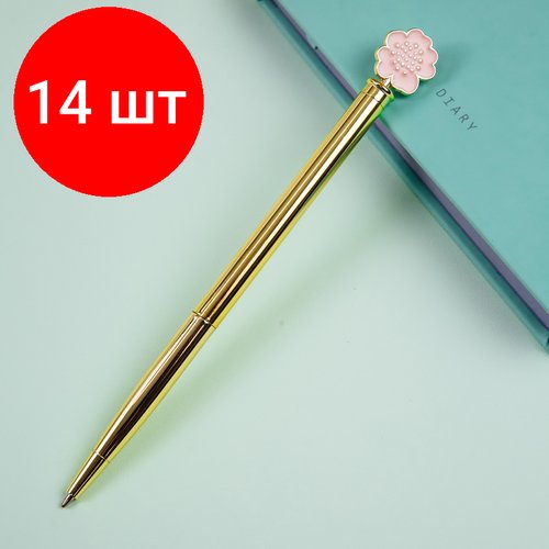 Комплект 14 шт, Ручка шариковая автоматическая MESHU 'Verbena' синяя, 1.0мм