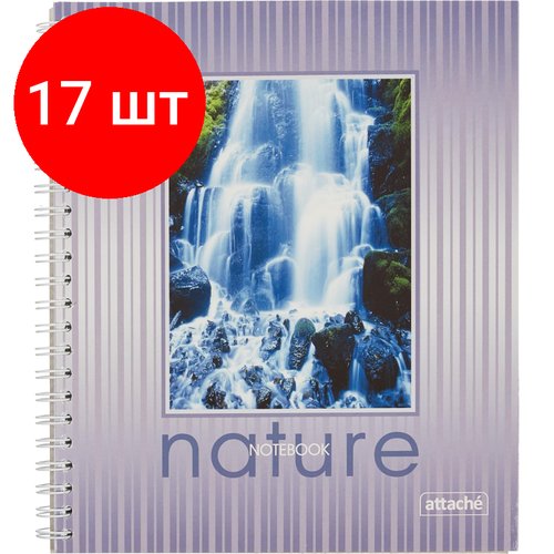 Комплект 17 штук, Тетрадь общая Attache,96л, клет, А5, мет. греб, обл. лак. карт
