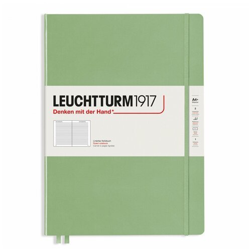 Блокнот Leuchtturm Master Slim A4+ 61л в точку твердая обложка Зеленый Шалфей