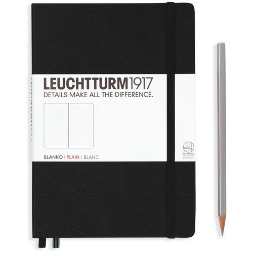 Записная книга Leuchtturm1917 311333 черный A5, 124 листа, черный, цвет бумаги бежевый