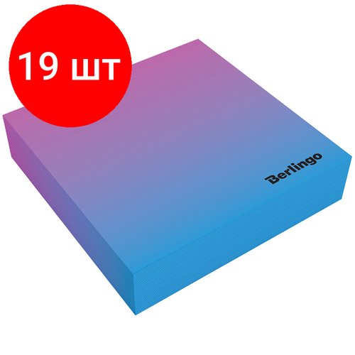 Комплект 19 шт, Блок для записи декоративный на склейке Berlingo 'Radiance' 8.5*8.5*2см, голубой/розовый, 200л.
