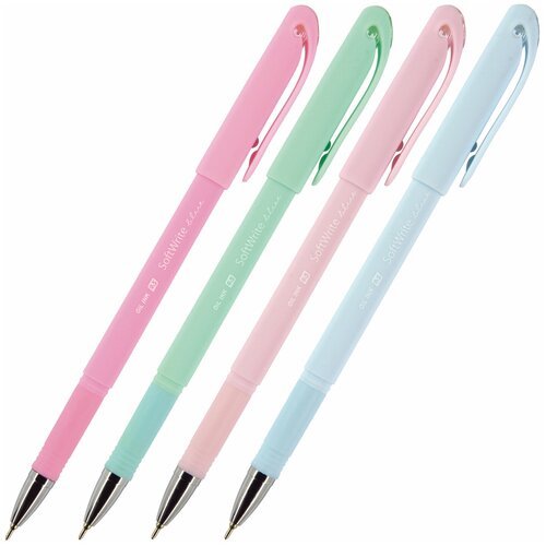 Ручка шариковая SoftWrite Zefir, узел 0.5 мм, синие чернила на масляной основе, матовый корпус Silk Touch, микс