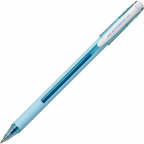 Ручка шариковая масляная с грипом UNI 'JetStream', синяя, корпус бирюзовый, линия 0,35 мм, ш/к 03743
