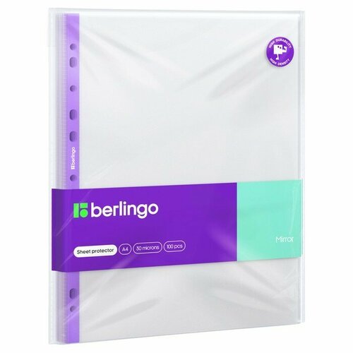 Файл-вкладыш А4 30мкм Berlingo 'Mirror' вертикальный, глянцевая, 100шт (комплект из 5 шт)