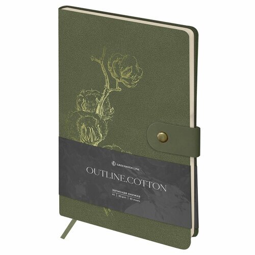 Записная книжка Greenwich Line 'Outline. Cotton', А5 80 листов, кожзам, с замком, тиснение фольгой, внутренний карман, блок в точку (NA5d_51402)