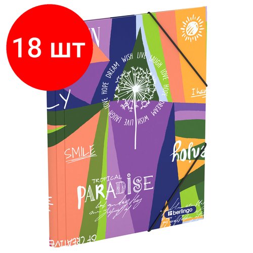 Комплект 18 шт, Папка на резинке Berlingo 'Jumble' А4, 600мкм, с рисунком
