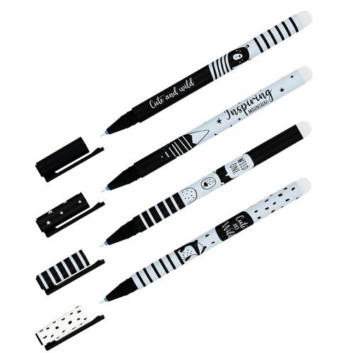 Ручка гелевая стираемая MESHU 'Black&white' (0.5мм, синяя, софт-тач) 36шт. (MS_54063)