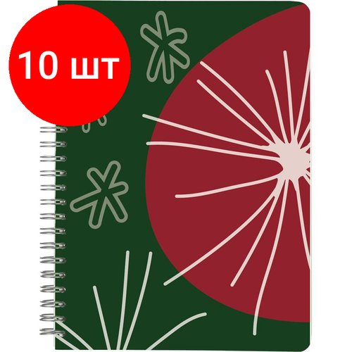 Комплект 10 штук, Бизнес-тетрадь Winter time А5.80л, клетка, обл. карт, глянц. лам, спир. Феерверк