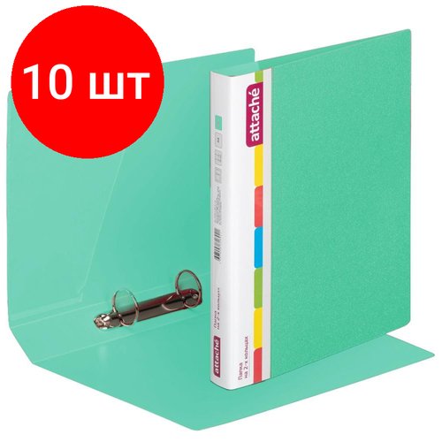 Комплект 10 штук, Папка на 2-х кольцах пласт Attache Diagonal зеленый