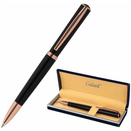 Ручка подарочная шариковая GALANT «PUNCTUM BLACK», корпус черный, детали розовое золото, узел 0,7 мм, синяя, 143514